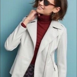Anthropologie Light Grey Faux Leather Moto…